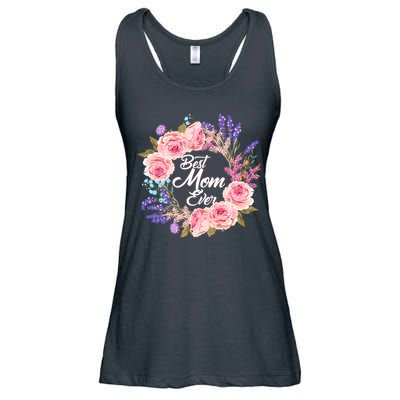 Best Mom Ever Flower Wreath Ladies Essential Flowy Tank