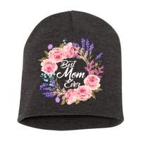 Best Mom Ever Flower Wreath Short Acrylic Beanie