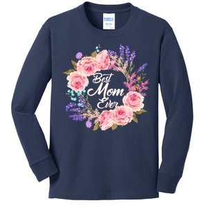 Best Mom Ever Flower Wreath Kids Long Sleeve Shirt