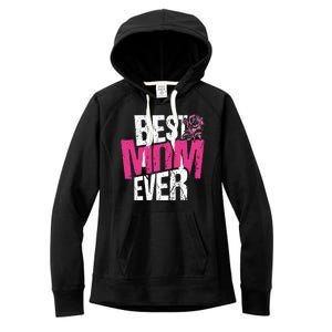 Best Mom Ever Rose Distressed Women's Fleece Hoodie