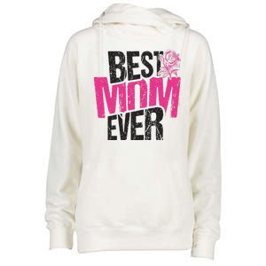 Best Mom Ever Rose Distressed Womens Funnel Neck Pullover Hood