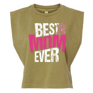 Best Mom Ever Rose Distressed Garment-Dyed Women's Muscle Tee