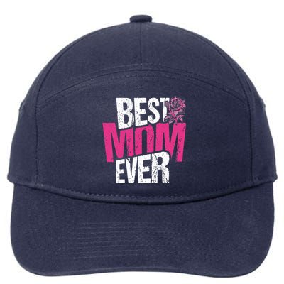 Best Mom Ever Rose Distressed 7-Panel Snapback Hat