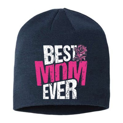 Best Mom Ever Rose Distressed Sustainable Beanie