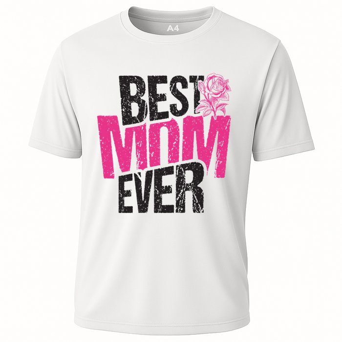 Best Mom Ever Rose Distressed Cooling Performance Crew T-Shirt
