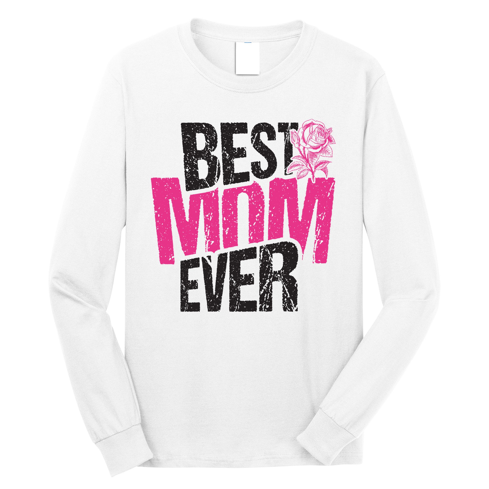 Best Mom Ever Rose Distressed Long Sleeve Shirt