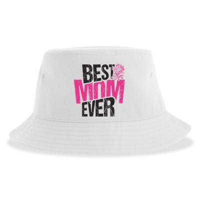 Best Mom Ever Rose Distressed Sustainable Bucket Hat