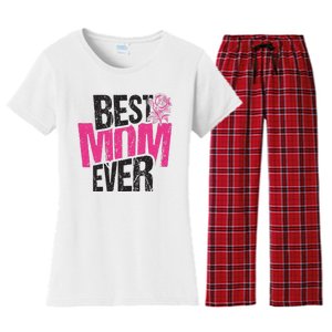 Best Mom Ever Rose Distressed Women's Flannel Pajama Set