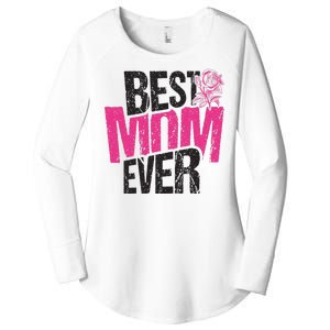 Best Mom Ever Rose Distressed Women's Perfect Tri Tunic Long Sleeve Shirt