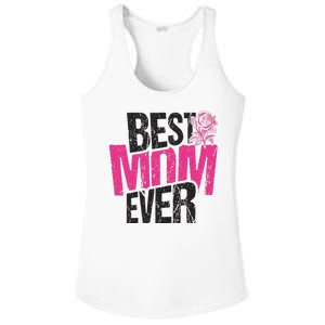 Best Mom Ever Rose Distressed Ladies PosiCharge Competitor Racerback Tank