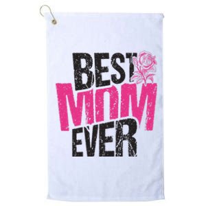 Best Mom Ever Rose Distressed Platinum Collection Golf Towel