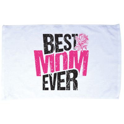 Best Mom Ever Rose Distressed Microfiber Hand Towel