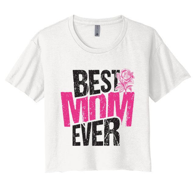 Best Mom Ever Rose Distressed Crop Top