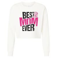 Best Mom Ever Rose Distressed Cropped Pullover Crew