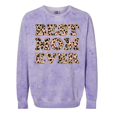 Best Mom Ever Stylish Leopard Print Colorblast Crewneck Sweatshirt