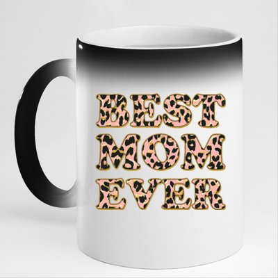 Best Mom Ever Stylish Leopard Print 11oz Black Color Changing Mug