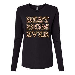 Best Mom Ever Stylish Leopard Print Womens Cotton Relaxed Long Sleeve T-Shirt