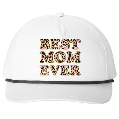 Best Mom Ever Stylish Leopard Print Snapback Five-Panel Rope Hat