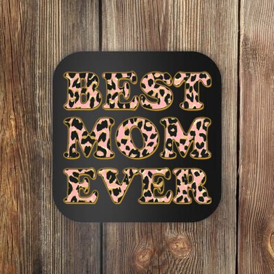 Best Mom Ever Stylish Leopard Print Coaster