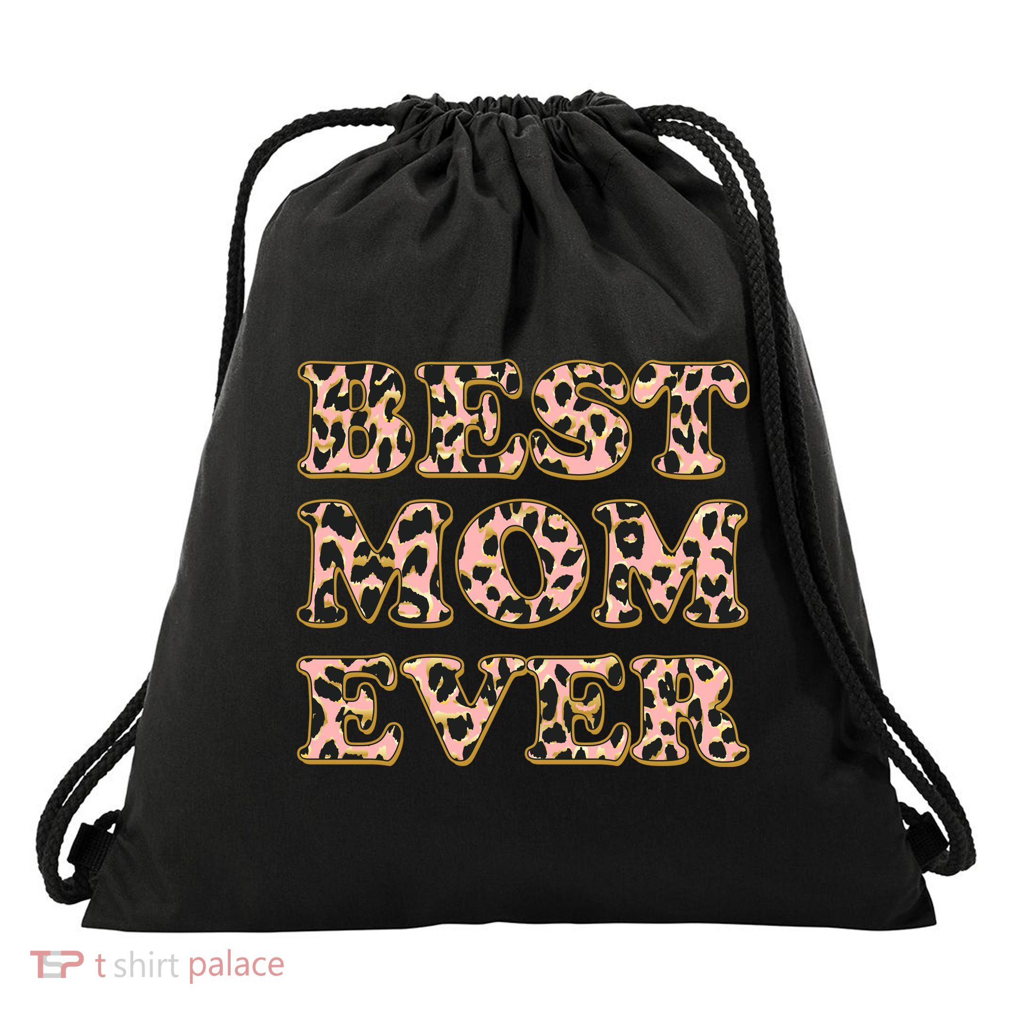 Best Mom Ever Stylish Leopard Print Drawstring Bag