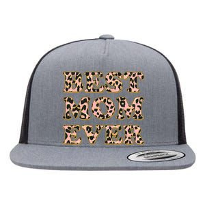 Best Mom Ever Stylish Leopard Print Flat Bill Trucker Hat