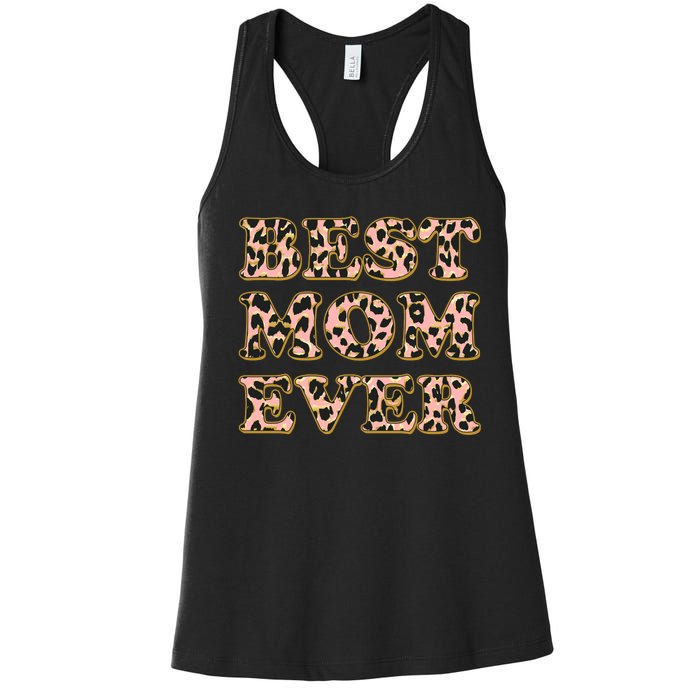 Best Mom Ever Stylish Leopard Print Women's Racerback Tank