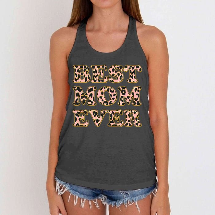 Best Mom Ever Stylish Leopard Print Women's Knotted Racerback Tank