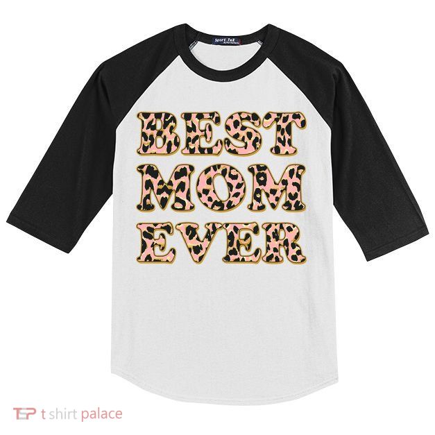 Best Mom Ever Stylish Leopard Print Kids Colorblock Raglan Jersey