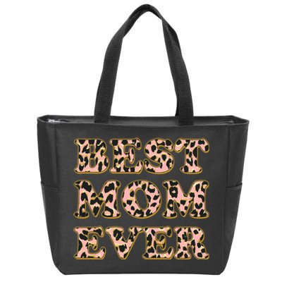 Best Mom Ever Stylish Leopard Print Zip Tote Bag