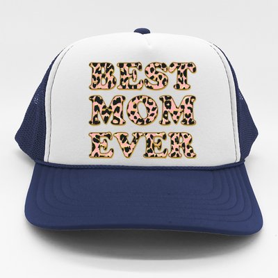 Best Mom Ever Stylish Leopard Print Trucker Hat