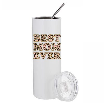 Best Mom Ever Stylish Leopard Print Stainless Steel Tumbler