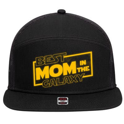 Best Mom In The Galaxy Parody Movie Logo 7 Panel Mesh Trucker Snapback Hat