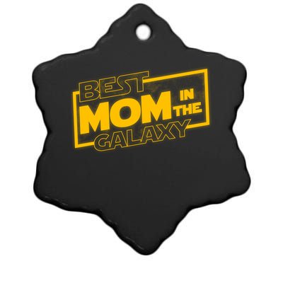 Best Mom In The Galaxy Parody Movie Logo Ceramic Star Ornament