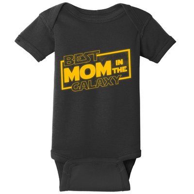Best Mom In The Galaxy Parody Movie Logo Baby Bodysuit