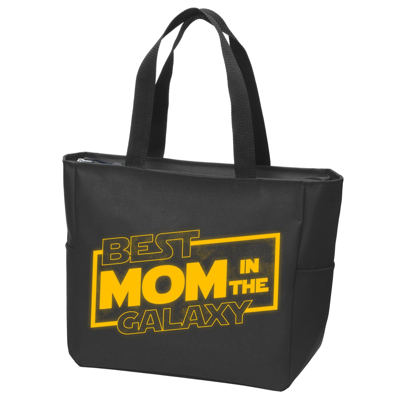 Best Mom In The Galaxy Parody Movie Logo Zip Tote Bag