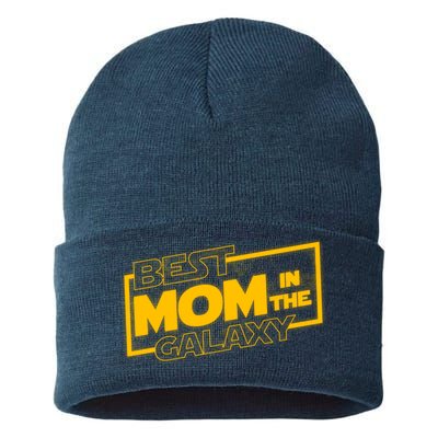 Best Mom In The Galaxy Parody Movie Logo Sustainable Knit Beanie