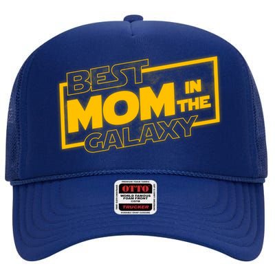 Best Mom In The Galaxy Parody Movie Logo High Crown Mesh Back Trucker Hat