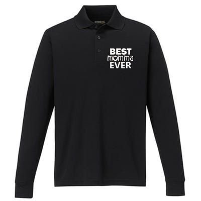 Best Momma Ever Performance Long Sleeve Polo