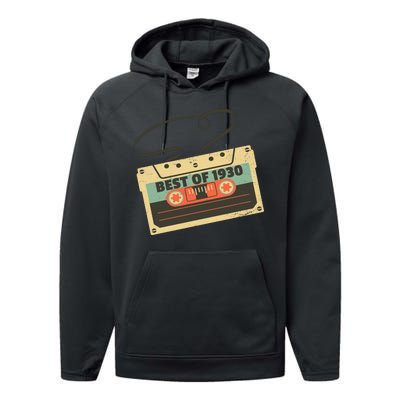 Best Of 1930 Vintage Retro 90th Birthday Performance Fleece Hoodie