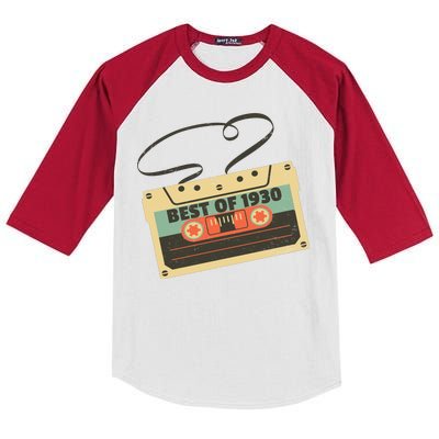 Best Of 1930 Vintage Retro 90th Birthday Kids Colorblock Raglan Jersey