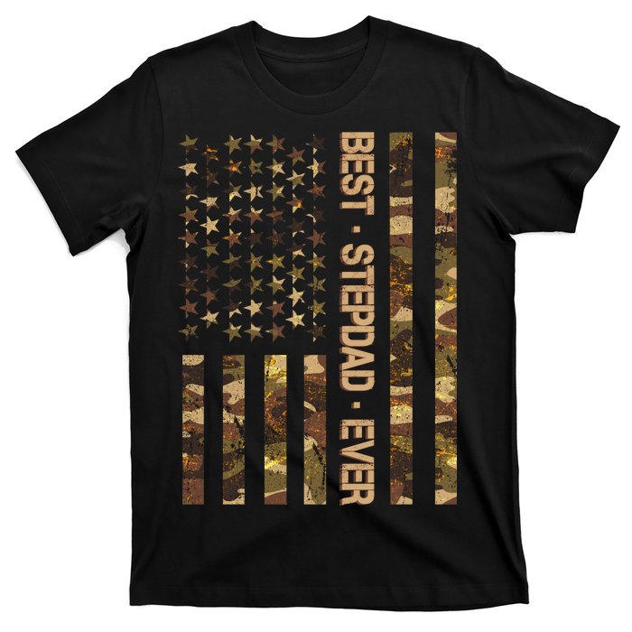 Best Stepdad Ever Camouflage Flag T-Shirt