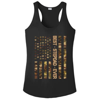 Best Stepdad Ever Camouflage Flag Ladies PosiCharge Competitor Racerback Tank