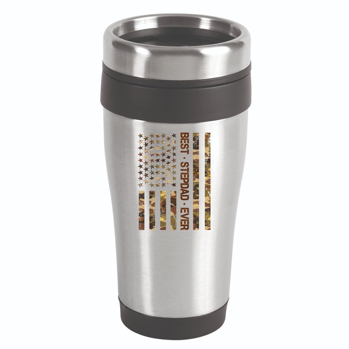 Best Stepdad Ever Camouflage Flag 16oz Travel Tumbler