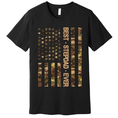 Best Stepdad Ever Camouflage Flag Premium T-Shirt