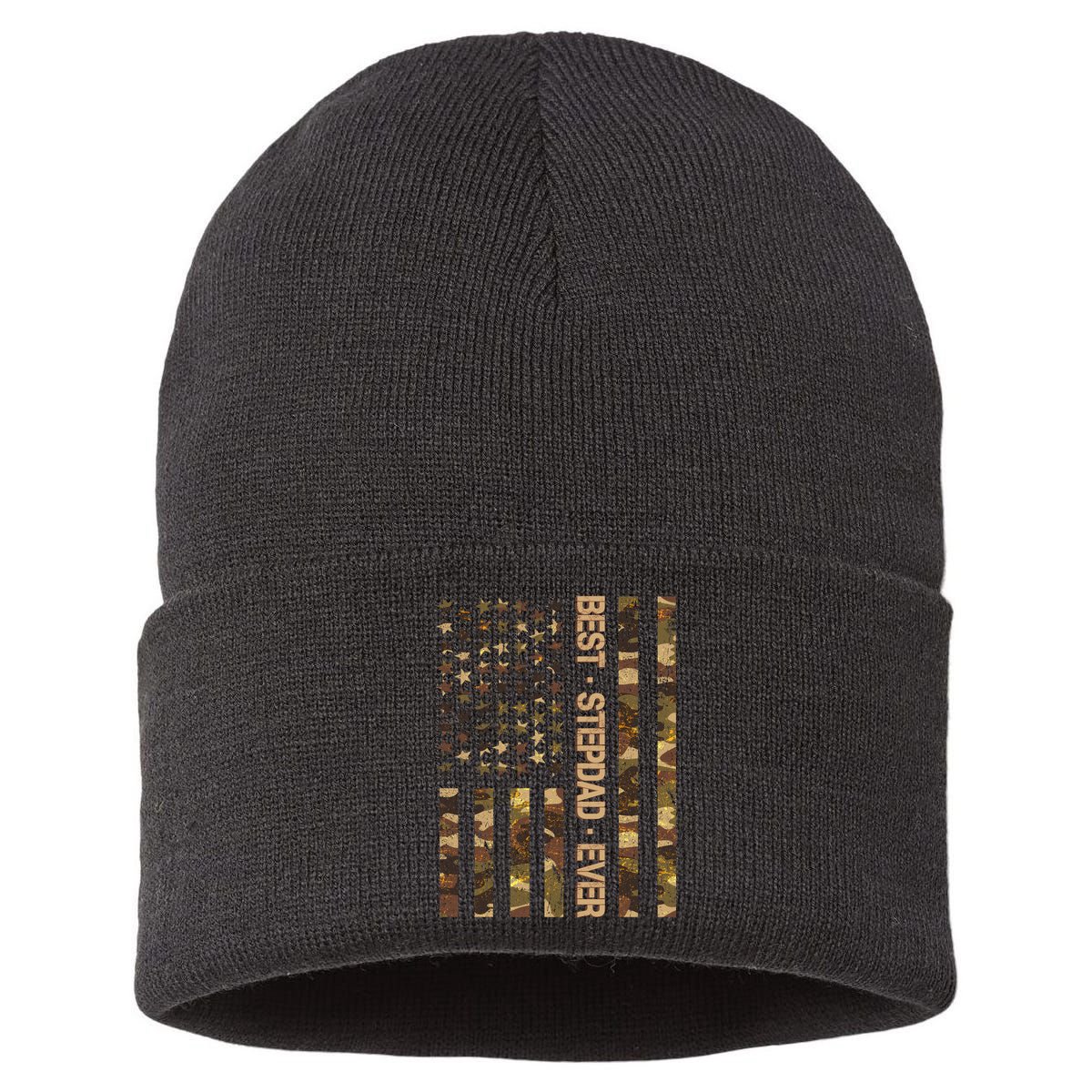 Best Stepdad Ever Camouflage Flag Sustainable Knit Beanie