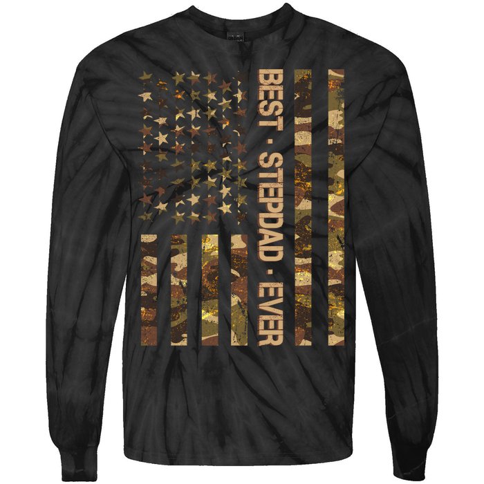 Best Stepdad Ever Camouflage Flag Tie-Dye Long Sleeve Shirt