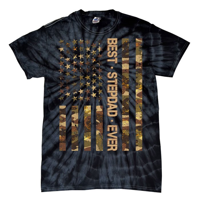 Best Stepdad Ever Camouflage Flag Tie-Dye T-Shirt