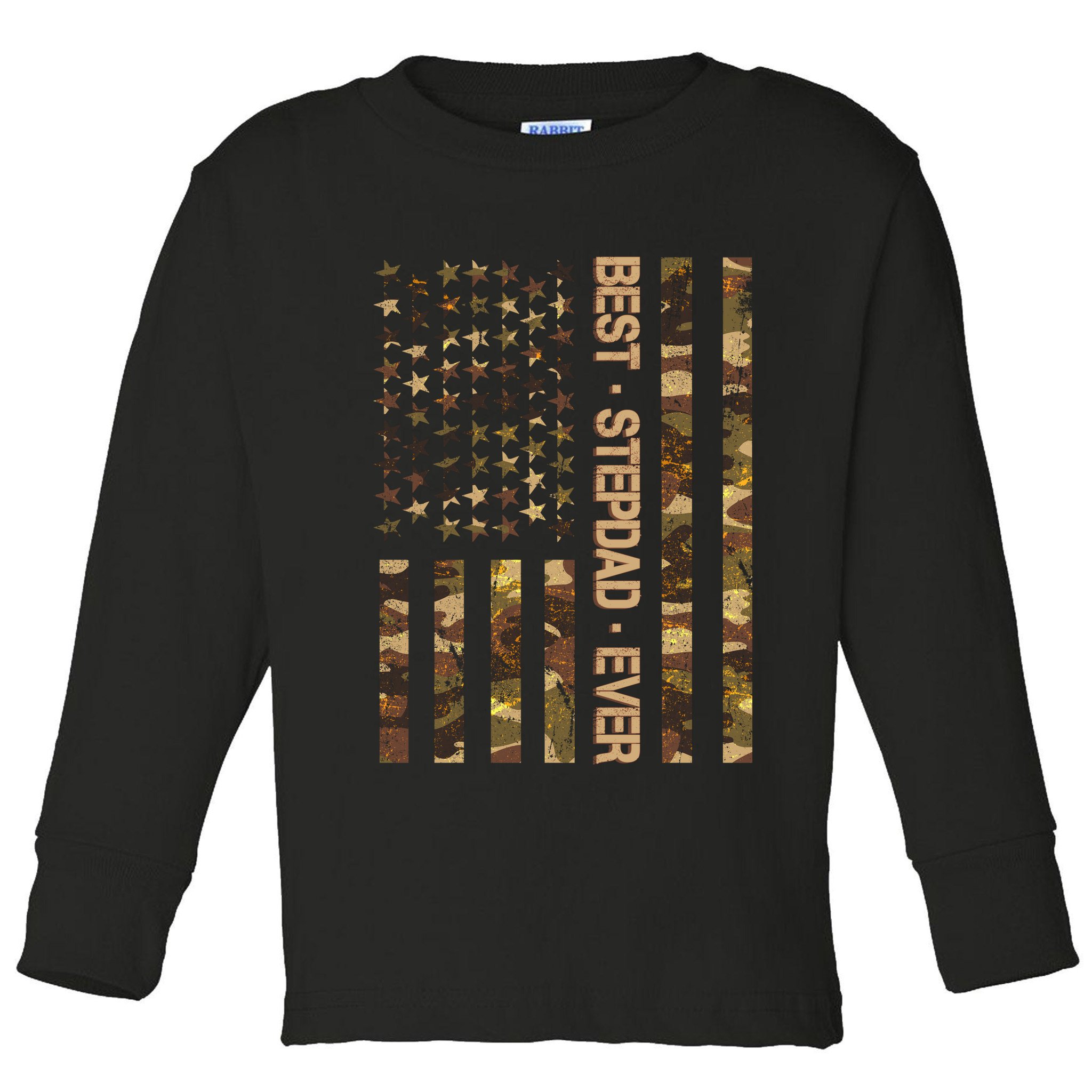 Best Stepdad Ever Camouflage Flag Toddler Long Sleeve Shirt