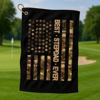 Best Stepdad Ever Camouflage Flag Golf Towel