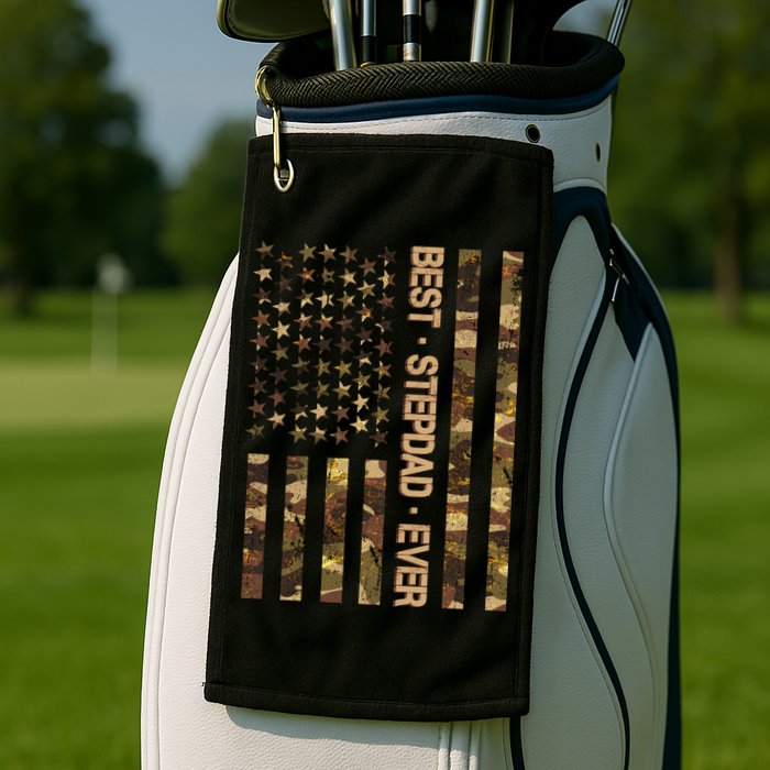 Best Stepdad Ever Camouflage Flag Golf Towel